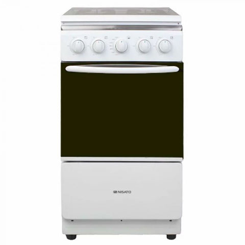 Nisato Estufa | 20¨De 4 Quemadores Con Tapa De Vidrio| Encedido Electrico y Luz Parrilas De Hierro Fundido | Blanca