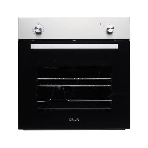 DRIJA | HORNO GAS | 110V | 72 LITROS | ACERO ENCENDIDO ELECTRICO | 1 QUEMADOR | 2 REJILLAS | 1 BANDEJA | TEMPORIZADOR MECANICO | NEGRO