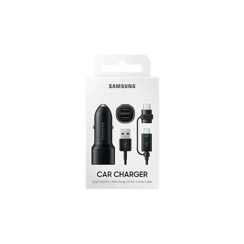 SAMSUNG | CARGADOR | RAPIDO DE AUTO | 15W | 2 PUERTO | USB | NEGRO