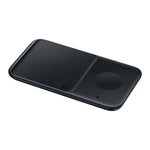 Samsung | Cargador DUO Tecnología QI | Carga Simultanea Celular + Reloj | 9w | Estatus con Luces LED | Se puede graduar Luces | Negro