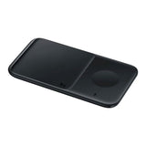 Samsung | Cargador DUO Tecnología QI | Carga Simultanea Celular + Reloj | 9w | Estatus con Luces LED | Se puede graduar Luces | Negro