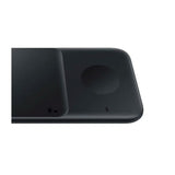 Samsung | Cargador DUO Tecnología QI | Carga Simultanea Celular + Reloj | 9w | Estatus con Luces LED | Se puede graduar Luces | Negro