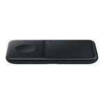Samsung | Cargador DUO Tecnología QI | Carga Simultanea Celular + Reloj | 9w | Estatus con Luces LED | Se puede graduar Luces | Negro