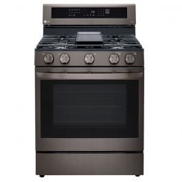 ESTUFA A GAS EASY CLEAN® 5.8Pᶟ LG LRGL5825D | PANEL DIGITAL POSTERIOR | 5 QUEMADORES | AIR FRY | THINQ® | WIFI | NEGRO