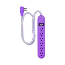 JASCO | REGLETA | De 6 Tomas Cable De 3 PIES Protecciòn | De 450 Joules Con Interruptor Dise o Trenzado | Morada