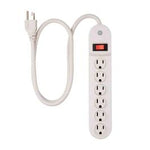 Jasco | Regleta | GE BLANCA | De 6 Tomas Con Cable De Extensiòn De 3 Pies De Largo | Cubierta De Salida De Seguridad Giratoria | Interruptor De Circuito CERTI-UL