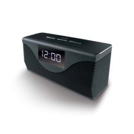 Radio Reloj | Bocina Bluetooth | 3.5MM FM | Fecha Bateria Rechargable | MIC Para Contestar | las Llamadas Funcion Alarma | Negro