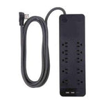 Jasco | GE Ultra PRO Regleta Con 10 Tomas | 24W| 4.8A | Proteccion de 3540Joules | 15w Entrada | 1 USB + 1 USB | C/CABLE | 8 PIES | NEGRO