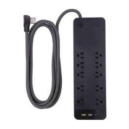 Jasco | GE Ultra PRO Regleta Con 10 Tomas | 24W| 4.8A | Proteccion de 3540Joules | 15w Entrada | 1 USB + 1 USB | C/CABLE | 8 PIES | NEGRO