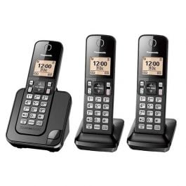 PANASONIC | KIT DE 3 AURICULARES | 1.9GHZ | CORREO DE VOZ | CONFERENCIA CON | LINEA EXTERIOR | INTERCOMUNICADOR CALLER ID MEM 50 | NEGRO