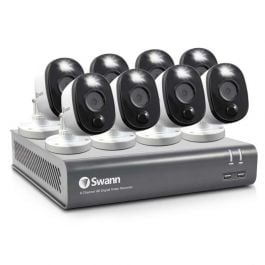 SWANN | KIT DE 8 CAMARAS | FULL HD CON LUZ DE ADVERTENCIA | DISCO DURO 1TB | TRUE DETECT CAPTA CALOR Y MOVIMIENTO | BLANCO