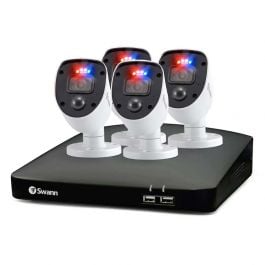 SWANN | KIT DE 4 CAMARAS | FULL HD | LUCES DE POLICIA | DISCO DURO 1TB | TRUE DETECT FUNCION | FULL COLOR AT NIGHT | DETECCION DE CALOR Y MOVIMIENTO | BLANCO