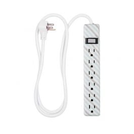Jasco Regleta De 6 Tomas | Cable 4 PIE | Interuptor De Circuito | Montaje De Pared | Gris/Menta/Blanco