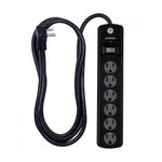Jasco Regelta 6 Salida | Cable 8 Pies | 1300 Joules | Protector Giratorio De Seguridad | Negro