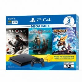 Consola PS4 Megapack 18 | 1 TB | 1 Control DualShock4 | 3 Juegos: Ghost of Tsushima - GOD OF WAR - Ratchet & Clank | Suscripción 3 Meses PlayStation Plus