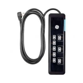 Jasco Regleta | GE 8 Salidas | CABLE 8FT | Protección De Sobrecarga | De 2160 Joules Tapa De Seguridad | Deslizante Luz Indicador | Negro