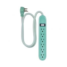 Jasco | Regleta GE | Con 6 Tomas Con | Protección De Voltaje | 450 Joules | Cable 3ft | Verde/Blanco
