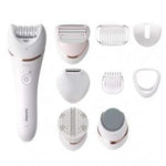 PHILIPS |DEPILADORA SECO HUMEDO | PARA PIERNAS | CUERPO Y PIES | 9 ACCESORIOS/LUZ | 2 VELOCIDADES | INCLUYE BOLSA | BAT | RECARGABLE HASTA 40MI | USO CON CARGA COMPLETA | BLANCO