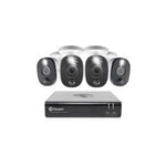 SWANN | KIT DE 4 CAMARAS DE 1080P CON LUZ DE ADVERTENCIA | DETECCION DE CALOR Y MOVIMIENTO | VISION NOCTURNA | GRABA EN CONSOLA CON TARJETA SD DE 64G | GRIS