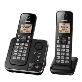 PANASONIC | KIT DE 2 TELEFONOS | INÁLMBRICOS CONTESTADOR | TECLADO ILUMINADO | LLAMADA EN ESPERA CALLER ID | NEGRO