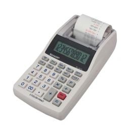 Sharp Calculadora Con Impresion | En Papel Pantalla De 12 Digitos | Imprime En 2 Colores | Usa 4 | Baterias AA | Blanco