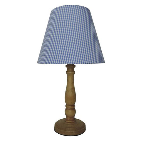 Lámpara de mesa con pantalla celeste y blanca 46cm