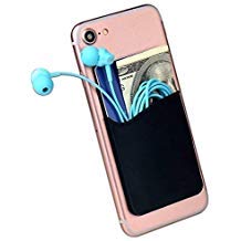 Cell Phone Card Wallet, Silicone Phone Card Id Cash Wallet with 3M Adhesive Stick-on fits Apple iPhone Samsung Galaxy Android Most Smartphones, Table, Refrigerator, Door. (Black 1 Piece)
