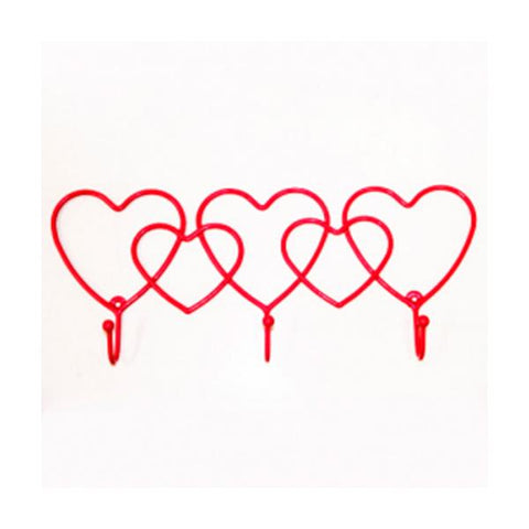 Perchero fucsia con 3 corazones decorativos, Rejiplas