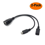 AuviPal 2-in-1 Micro USB to USB Adapter (OTG Cable + Power Cable) - 2 Pack