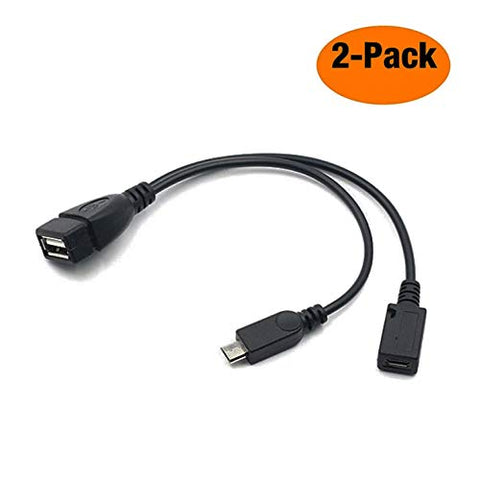 AuviPal 2-in-1 Micro USB to USB Adapter (OTG Cable + Power Cable) - 2 Pack
