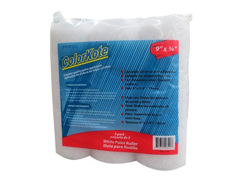 Mota para rodillo blanco de 9" x 3/4" juego de 3 piezas., Color kote