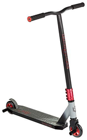 Mongoose Rise 100 Pro Youth and Adult Freestyle Kick Scooter, High Impact 110mm Wheels, Bike-Style Grips, Lightweight Alloy Deck, Black/Red