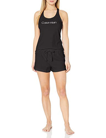 Calvin Klein Women's Jersey Sleeveless Short Set, Black, X-Large