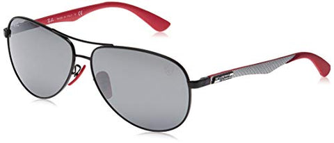 Ray-Ban unisex adult Rb8313m Scuderia Ferrari Collection Sunglasses, Black/Grey Mirror, 61 mm US
