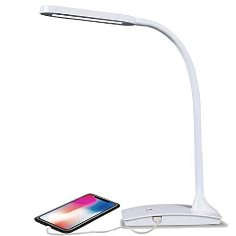 TW Lighting IVY-40WT The IVY LED Desk Lamp with USB Port, 3-Way Touch Switch, White