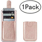 Phone Card Holder RFID Blocking Sleeve, Pu Leather Back Phone Wallet Stick-On Pull up 5 Card Holder Universally Pocket Covers Credit Cards Cash for iPhone /Android/Samsung/All Smartphones(RoseGold)