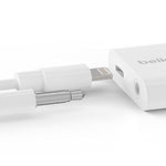 Belkin 3.5 mm Audio + Charge RockStar Headphone Jack Adapter for iPhone X, iPhone 8, iPhone 8 Plus, iPhone 7 and iPhone 7 Plus (Renewed)