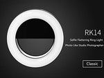 Selfie Ring Light,Easy Clip On 3 Levels of Brightness with Rechargeable (Battery) for iPhone,Samsung,iPad.Black