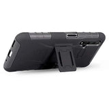 Lantier Hybrid Heavy Duty Shockproof Rugged Holster Protective Case with Kickstand and Swivel Belt Clip for Huawei Nova 5T / Honor 20 Black