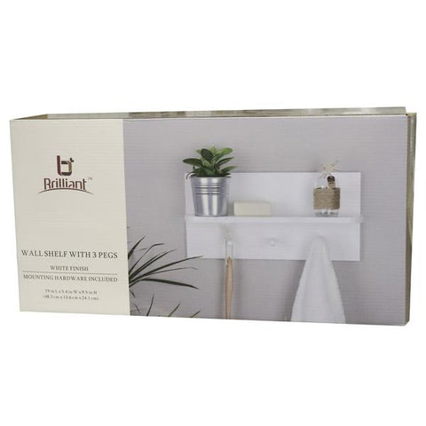Tablilla de madera blanca con 3 clavijas