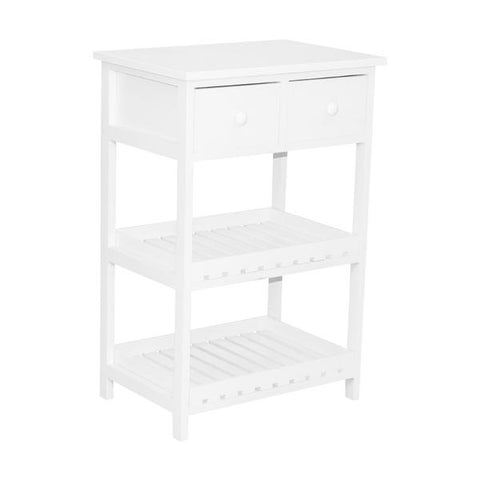 Mesita de 2 gavetas y 2 tablillas color blanco