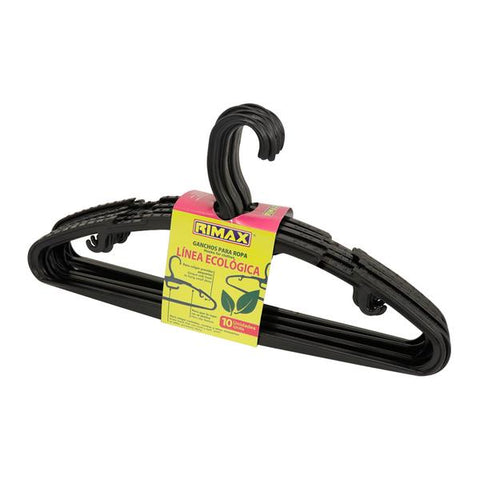 Pack de 10 ganchos negros para ropa, Rimax
