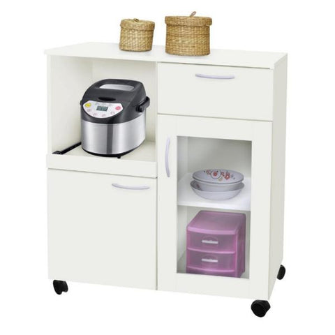 Mueble rodante para cocina color blanco con 3 puertas