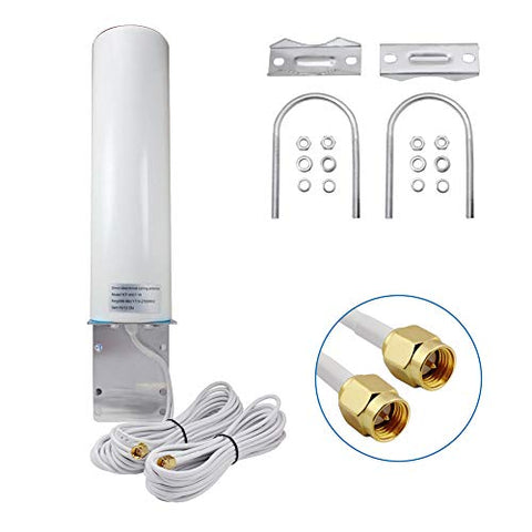 High Gain 10-12dBi Dual SMA Male 698-2700 MHz 3G/4G LTE Omni-Directional Outdoor Pole/Wall Mount Antenna for Mobile Cell Phone Cellular 4G LTE Router Modem Gateway