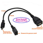 AuviPal 2-in-1 Micro USB to USB Adapter (OTG Cable + Power Cable) - 2 Pack