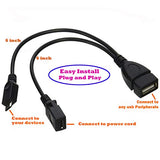 AuviPal 2-in-1 Micro USB to USB Adapter (OTG Cable + Power Cable) - 2 Pack