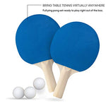 Sharper Image 7-Piece Retractable Tabletop Tennis Game Set, Play Almost Anywhere with Expandable Net, 2 Paddles and 3 Balls, Includes Convenient Portable Drawstring Bag