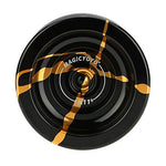 MAGICYOYO Professional Unresponsive Yoyo N11 Alloy Aluminum YoYo Ball (Black with Golden) with Bag, Glove and 5 Strings