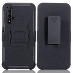 Lantier Hybrid Heavy Duty Shockproof Rugged Holster Protective Case with Kickstand and Swivel Belt Clip for Huawei Nova 5T / Honor 20 Black