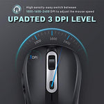 Wireless Mouse 2.4G Jelly Comb Computer Mouse for Laptop with Adjustable DPI 1000/1600/2400 Level Mouse Wireless with PC/Desktop/Windows/MAC OS of Mac Mouse (Black and Sliver)